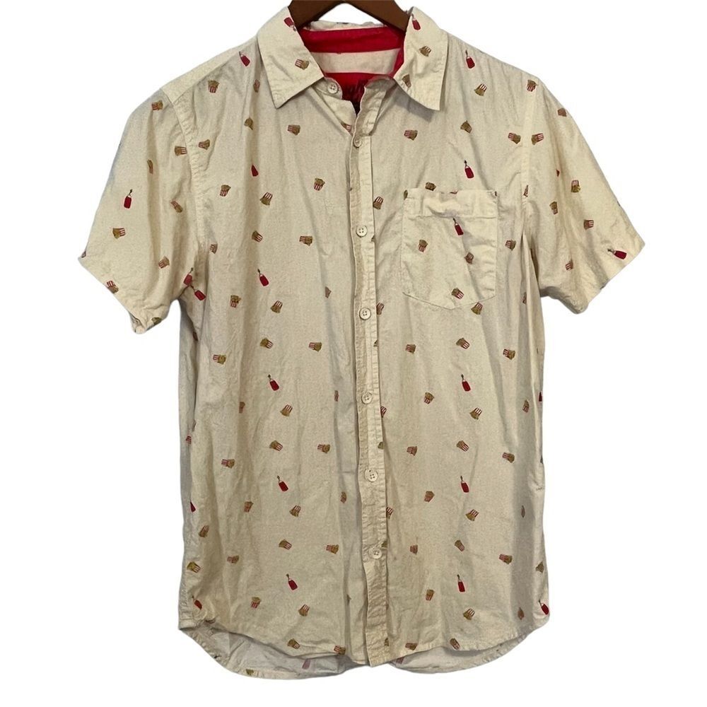 Straight Faded French Fries Short Sleeve Button Down Shirt